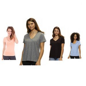 NWT Felina Women's V-Neck Tee Colors Black Blue Peach Gray Size S, L, XL $30